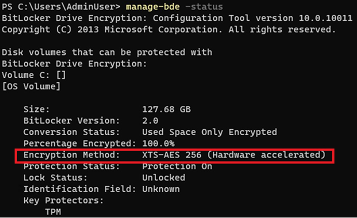 cmd menunjukan bitlocker