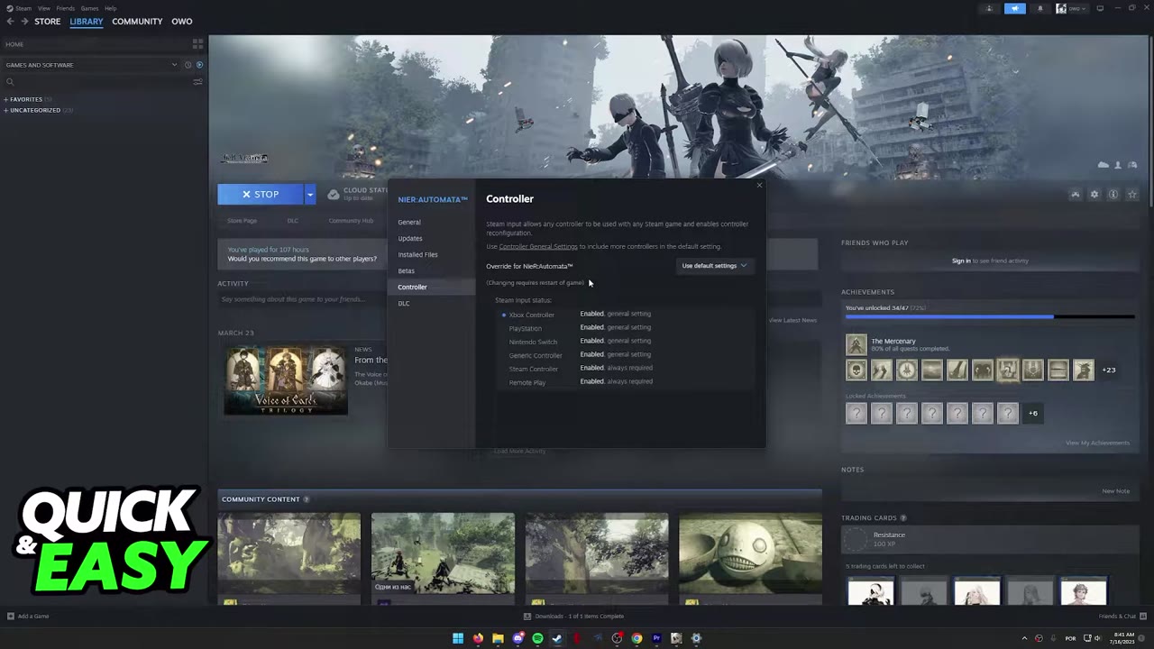 tangkapan layar seting controller