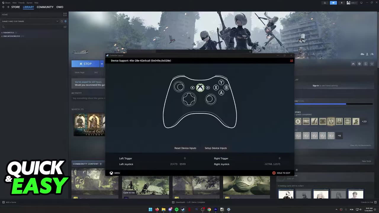 tangkapan layar seting controller