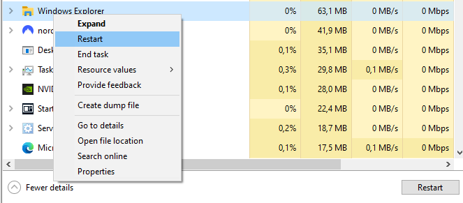 task manager restart WE